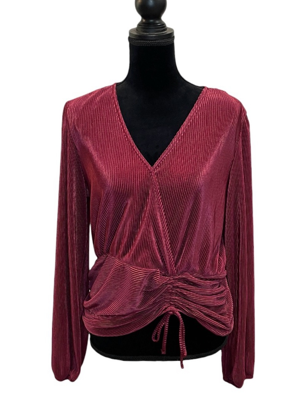 Absolutely Famous Burgundy Ruched Top
